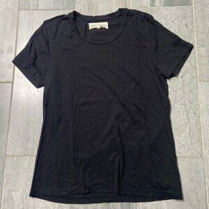 Road To Nowhere Crewneck Cotton Relaxed Fit Short Sleeve Tee Shirt Black Medium